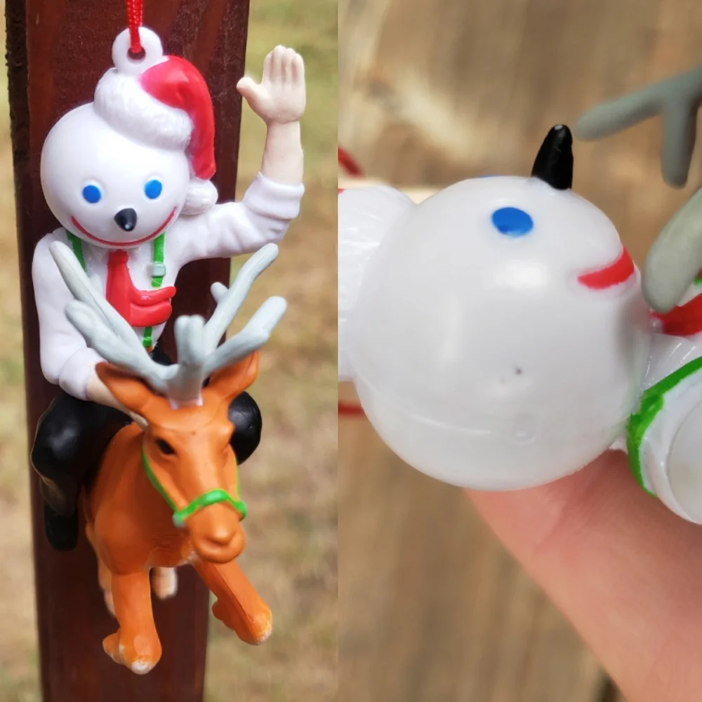 (3) Jack In The Box Ornaments- Jack In The Box Riding A Reindeer